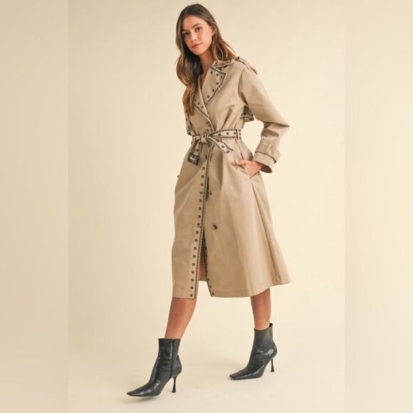 926. DOUBLE BREASTED EMBROIDERED TRENCHCOAT - Picture 8 of 13